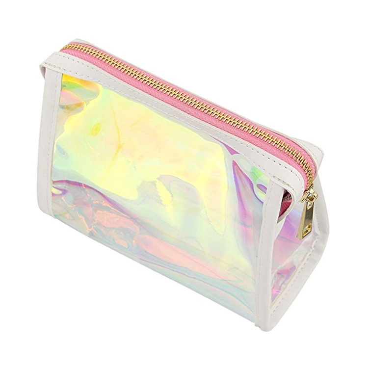 Clear Transparent Rainbow Laser Holographic Cosmetics Makeup Travel Bag