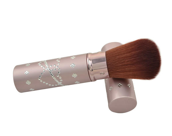 Mini Aluminium Ferrule Kabuki Brush Retractable Powder Brush With Cap Protecting