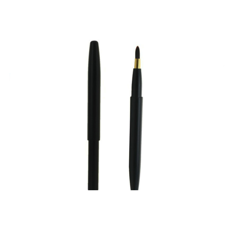 Black Premium Synthetic Hair Mini Retractable Makeup Lip Brush With Cap