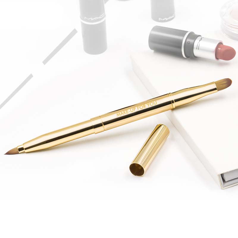 Travel Makeup Brush Double Ended Portable Metal Retractable Lip Eye Shadow Brush