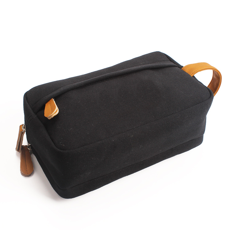 Mens Canvas Toiletry Bag Travel Bathroom Shaving Dopp Kit with Double Compartments