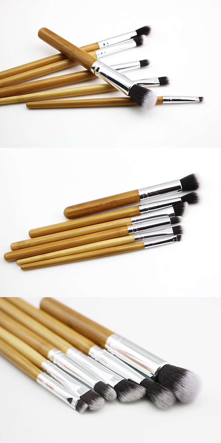 Best Cheap 6 Piece Makeup Brushes Bamboo Complete Make Up Eye Eyebrow Eyeliner Blending Brush Sets