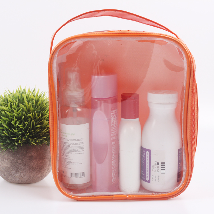 Clear PVC Zippered Toiletry Carry Pouch Vinyl Bag Portable Cosmetic Makeup Bag for Vacation