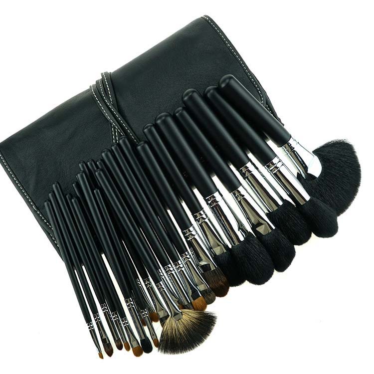 Professional goat hair copper ferrule makeup brush pro set with PU bag