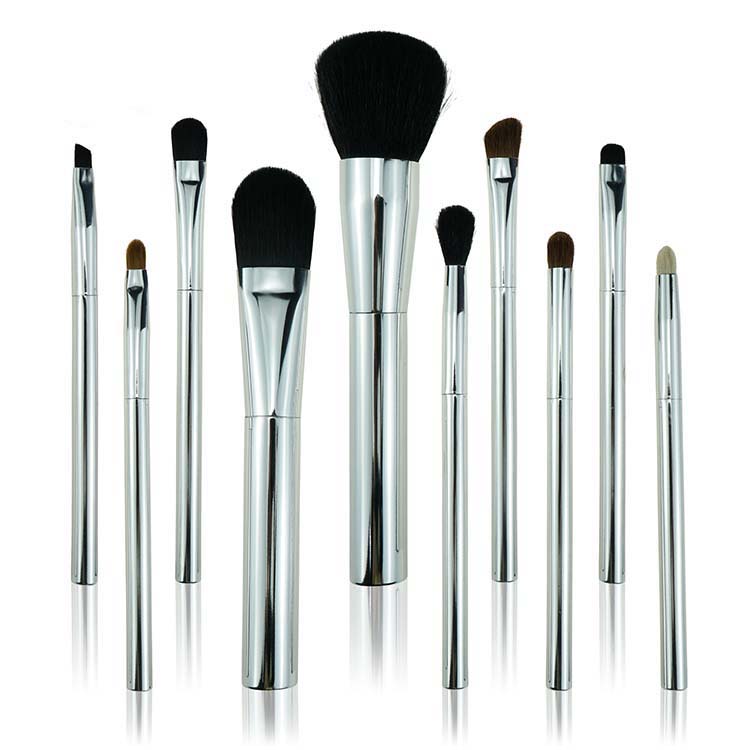 Beauty personal care metal handle makeup plastic cosmetics brush set