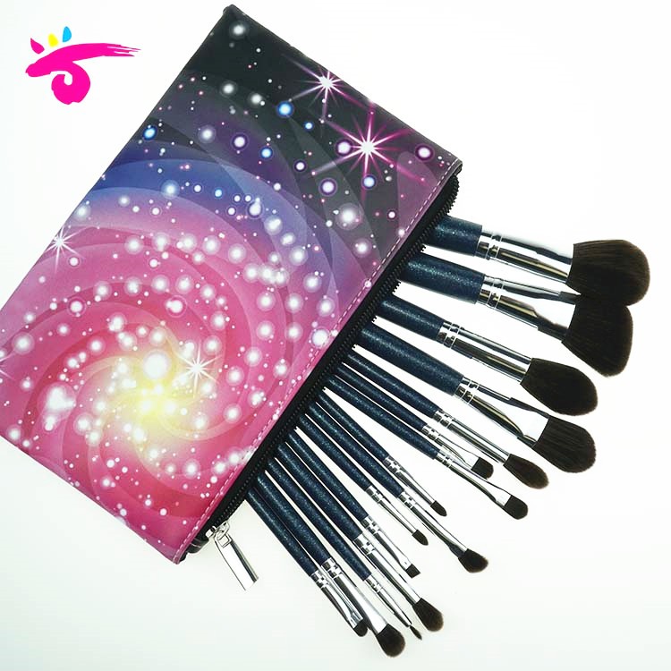 High quality design glitter brush black makeup brushes set with bag