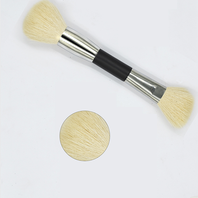 Double Head Makeup Blush Powder Brush with Goat Hair and Synthetic Hair