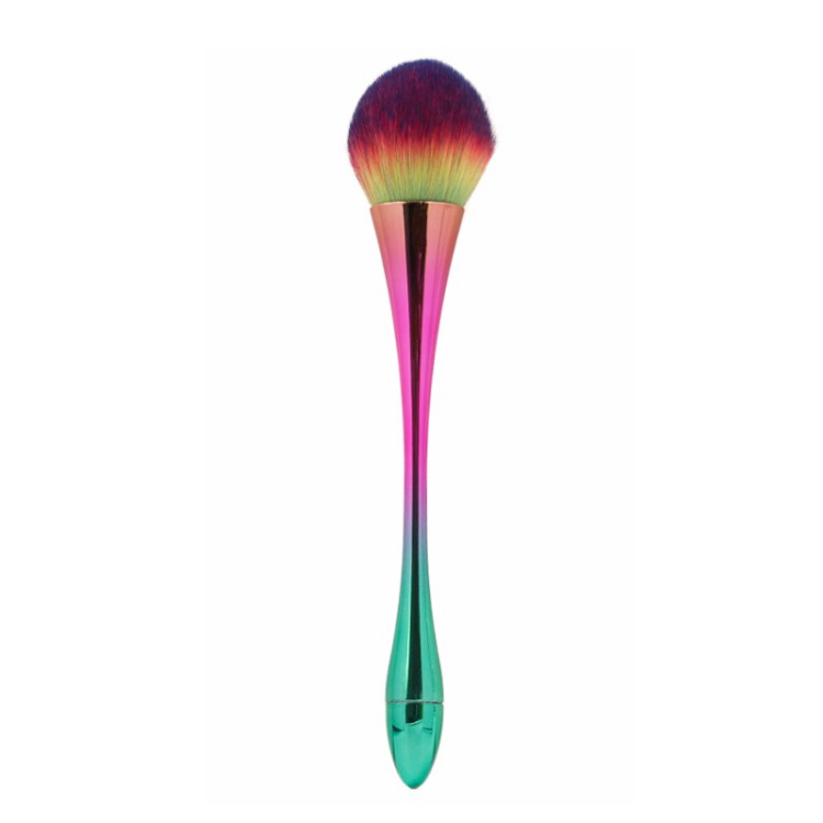 Electroplated Ombre Plastic Makeup Brushes Fire Shape Big Fluffy Powder Brushes