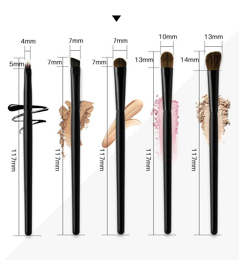 Private label 5pcs portable eyeshadow brush set travel eye makeup brush set For Makeup Tool Kit
