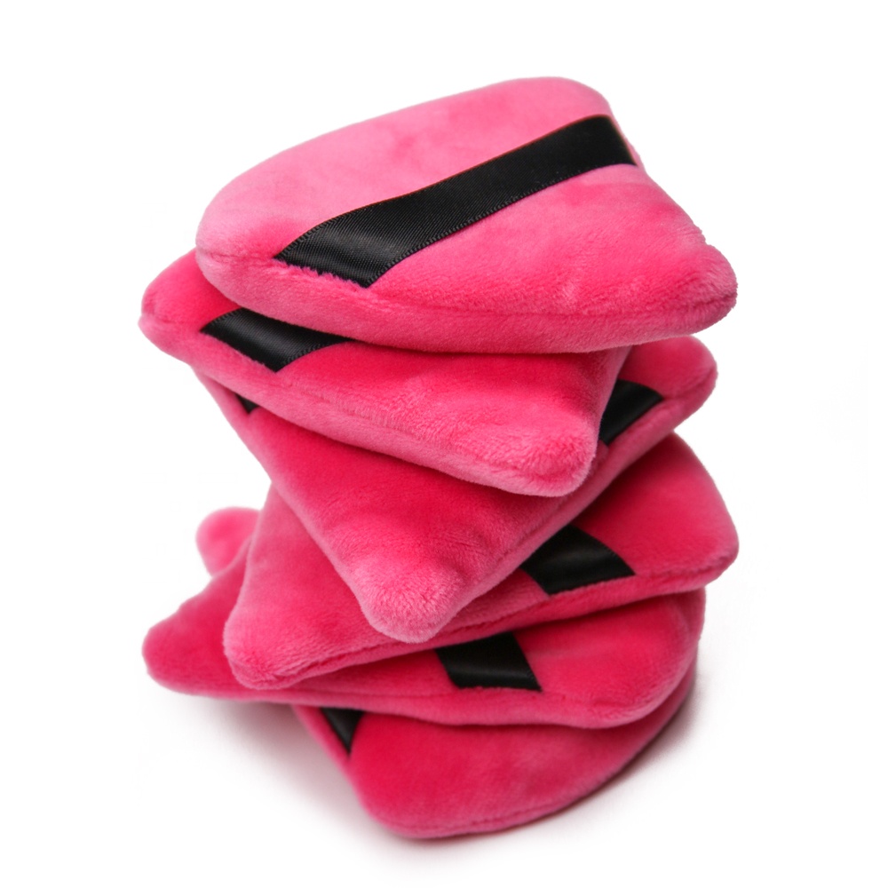 Hot Sellers On Amazon High Quality Triangle Cotton Velvet Red Soft Makeup Sponge Powder Puff Custom Logo For Wholesale