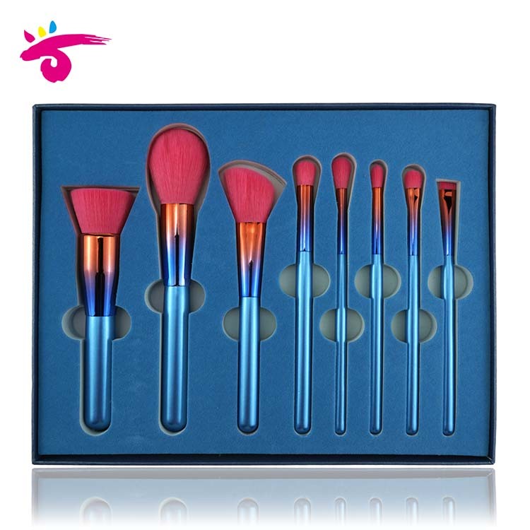 Manufacture Best Double Color Ferrule Gift Makeup Brush Set With Color Box
