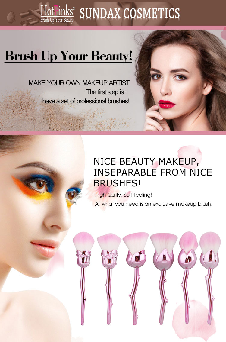 Wholesale New Novelty Gift Box Make up Brush Set Flower Rose Makeup Brushes