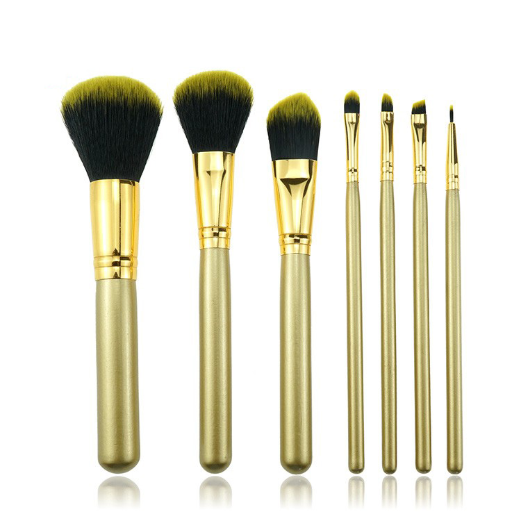 Top aluminum ferrule glitter gold travel makeup brush set
