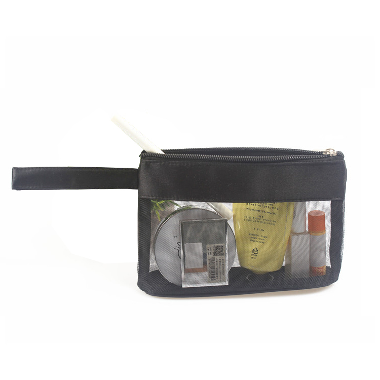 Zipper Makeup Mesh Bag Travel Cosmetic Pouch See Through Beauty Essentials Storage Bag