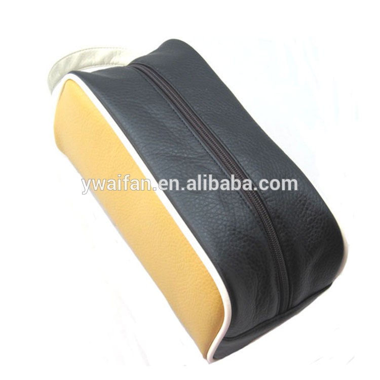 PU Leather Portable Shaving Dopp Kit Case Organizer for Men Waterproof Travel Toiletry Bag