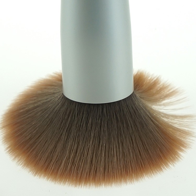 Multi-functional wooden handle silver cosmetic brushes set with PVC makeup case