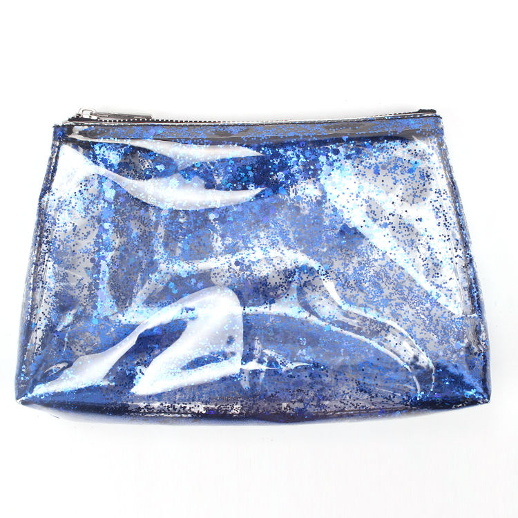 Transparent Make Up Bag Clear Glitter Cosmetic Storage Bag Zipper Sequins Quicksand Pouch