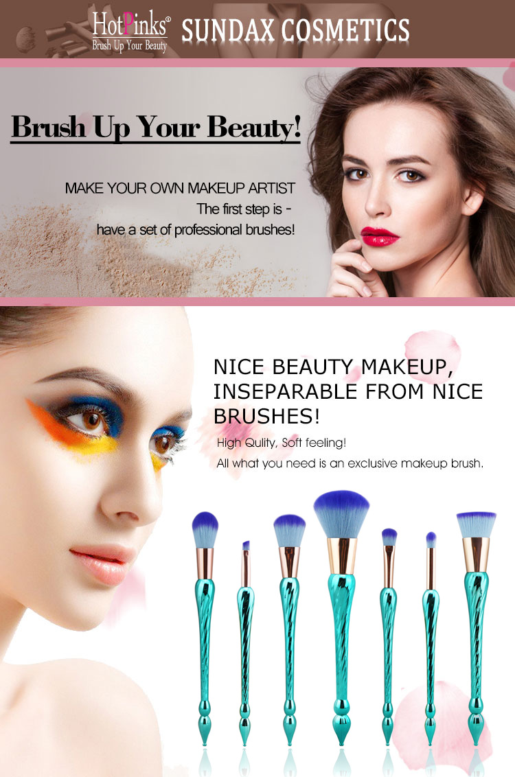 Professional Luxury Beauty Brush Spiral Green Handld Rose Gold Powder Foundation Blending Eye Makeup Brushes Wholesale