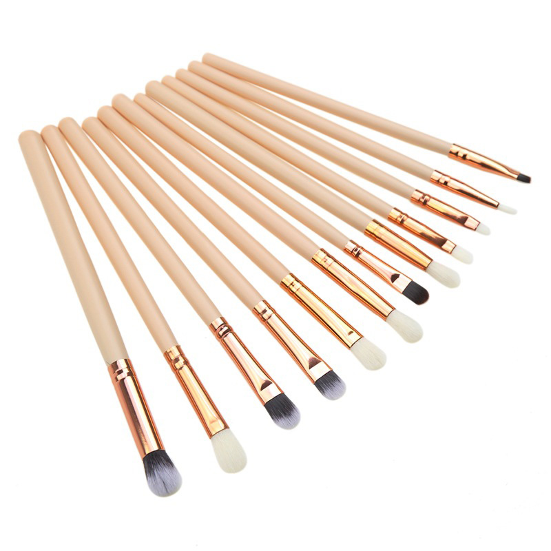 12pcs black/pink professional eyeshadow eye makeup brush set