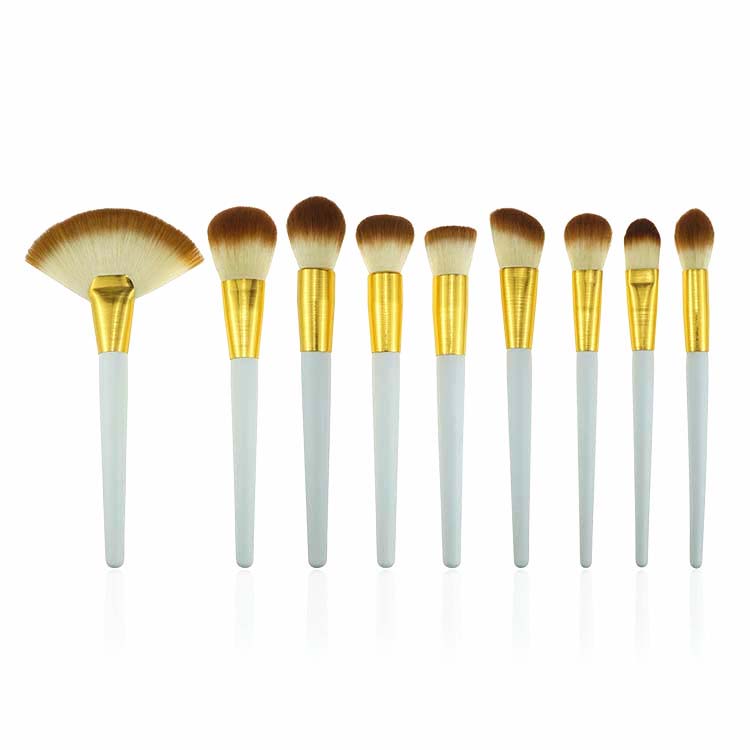Beauty Need 19PCS Brushed Golden go pro makeup brush with White handle