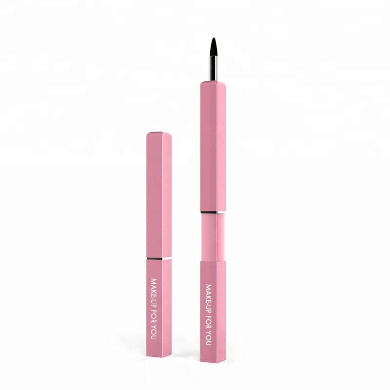 High Quality Laser Logo Metal Tube Lip Gloss Brushes Vegan Retractable Lip Brush