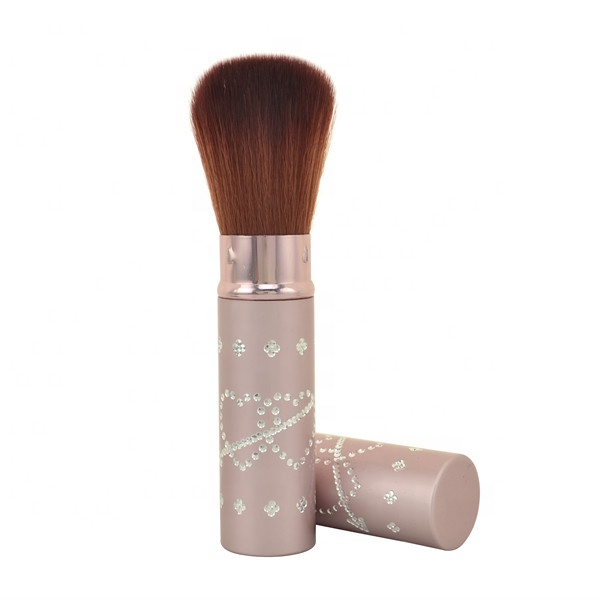 Mini Aluminium Ferrule Kabuki Brush Retractable Powder Brush With Cap Protecting