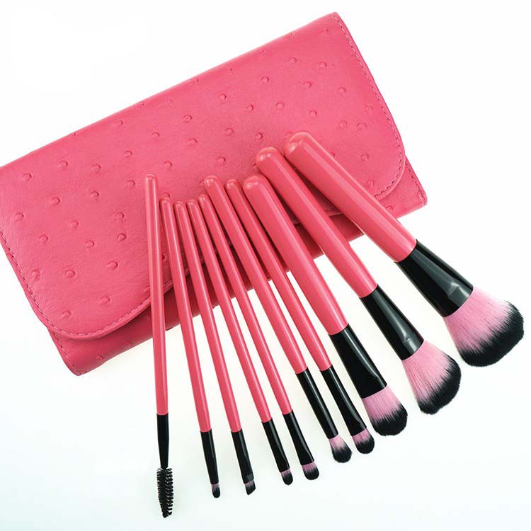 Factory private label red makeup brush cosmetic brushes set with bag