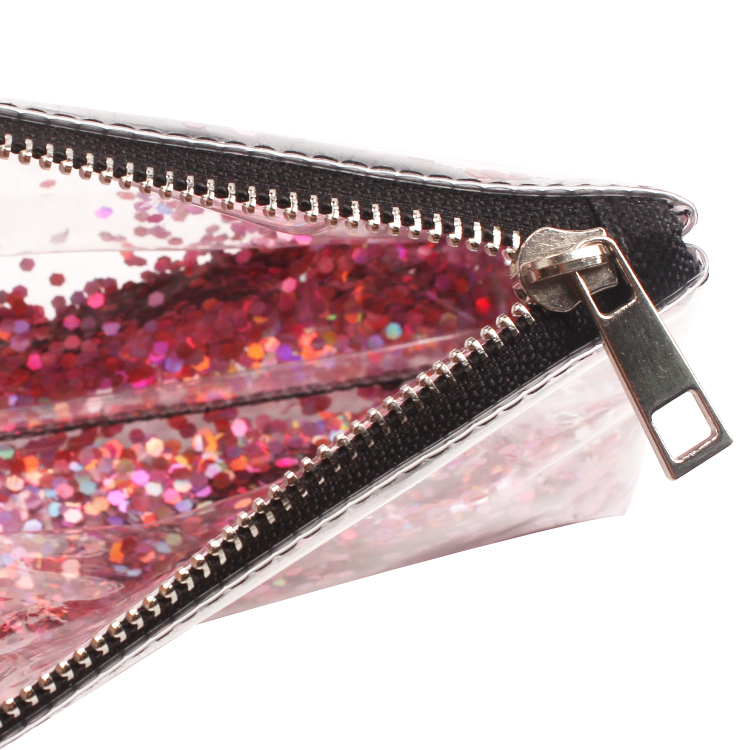 Shiny Crystal Liquid Bag PVC Glitter Cosmetic Bag Quicksand Glitter Bling Pouch