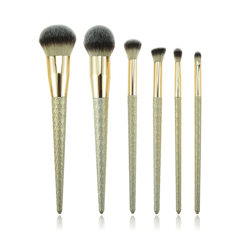 6Pcs Professional Makeup Brush Set Gold Foundation Brush Set