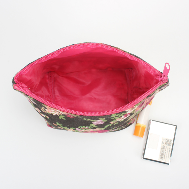 Cosmetic Pouch Printing Canvas Flowers Make Up Cosmetic Bag