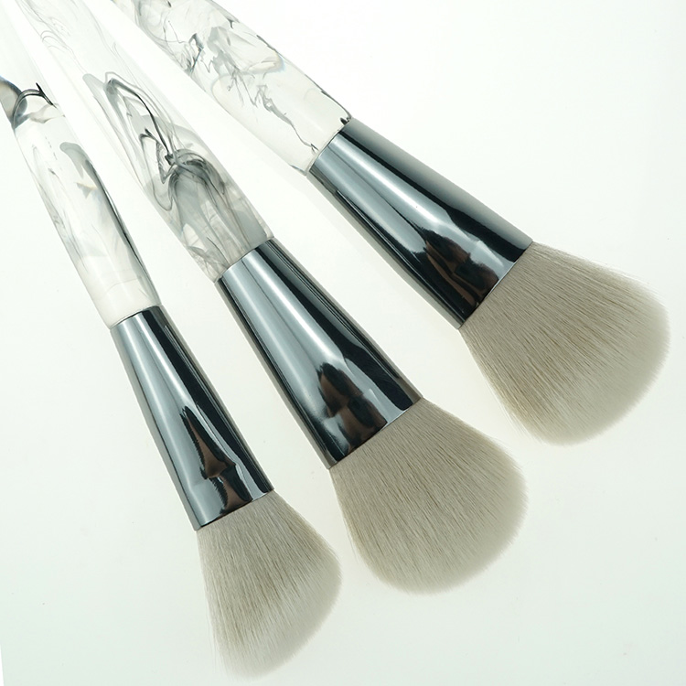High Quality Acrylic Handle Marble Synthetic Hair Smokey Brushes for Makeup