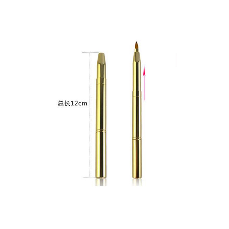 Best selling high quality synthetic hair retractable lip brush with eyeline brush