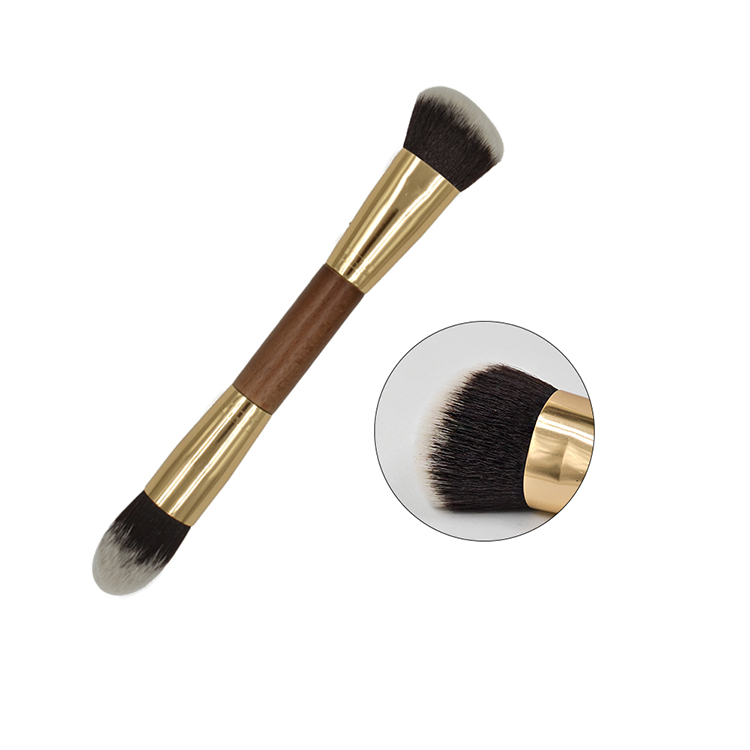 Double sided blush foundation makeup brush with synthetic hair