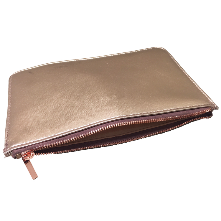 Rose Gold Make Up Pouch Cosmetic Bag PU Handbag Organizer Bag