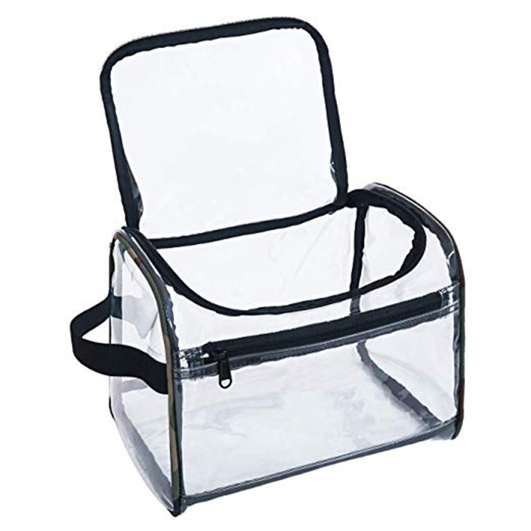 Crystal Clear Cosmetic Bag Travel Toiletry Bag with Zipper Vinyl PVC Makeup Pouch Handle Straps for Women