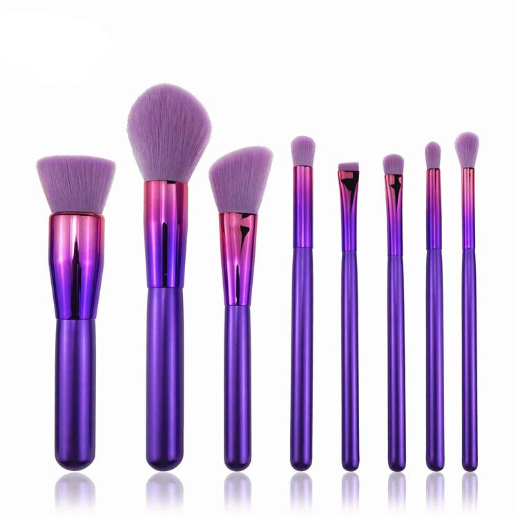 Purple High Quality Synthetic Soft Vegan Makeup Brushes With Gift Box Cylinder