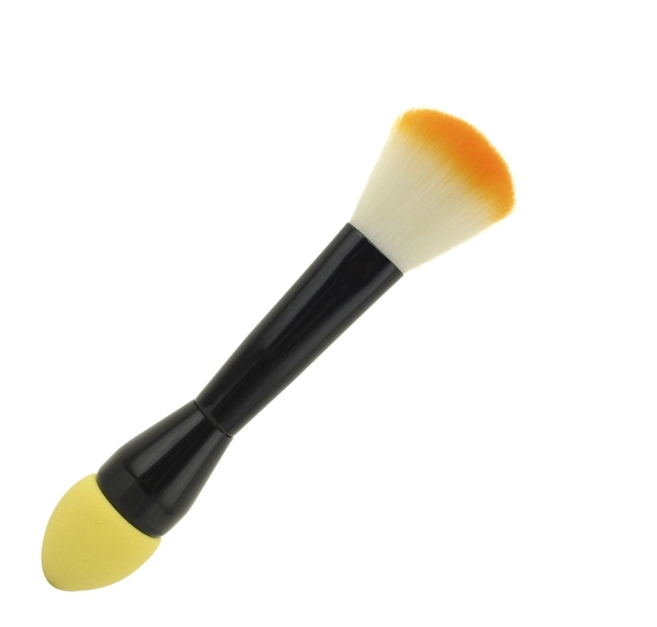 Private label double side yellow nylon fiber foundation makeup brush sponge brush for makeup