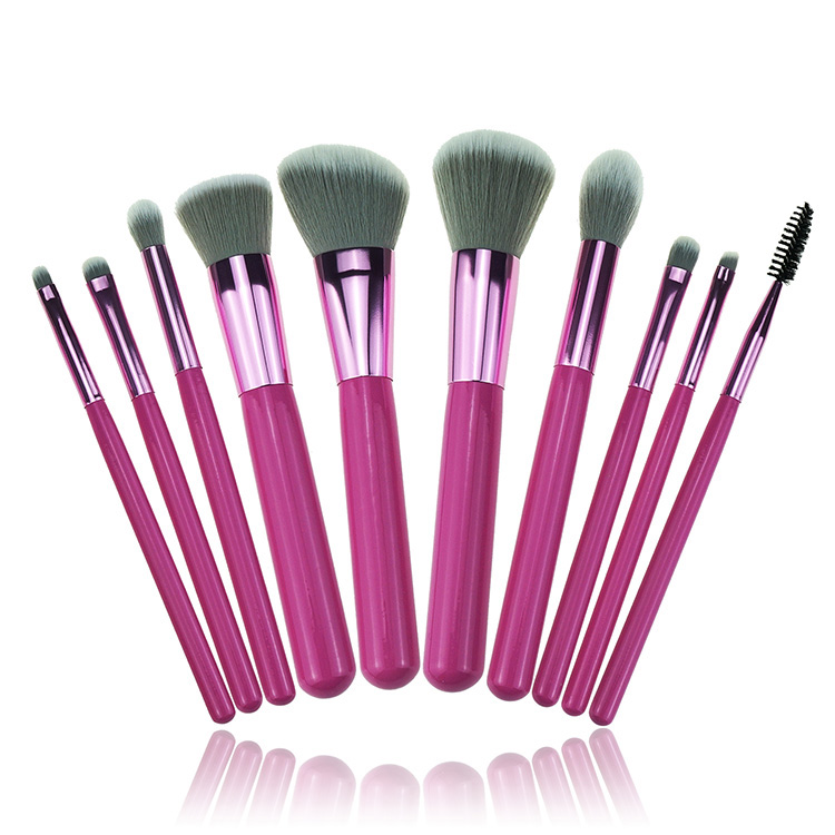 Custom Logo 10pcs Pink Glitter Star Marble Style Cosmetic Brush Set with Pouch