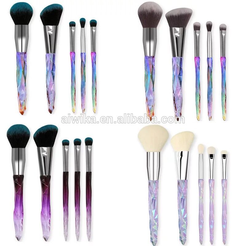 5pcs 10pcs Wholesale Good Price Private Label Crystal Handle Makeup Brush Set