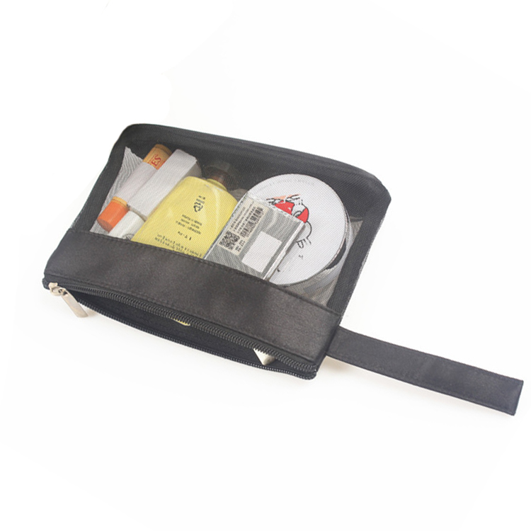 Zipper Makeup Mesh Bag Travel Cosmetic Pouch See Through Beauty Essentials Storage Bag