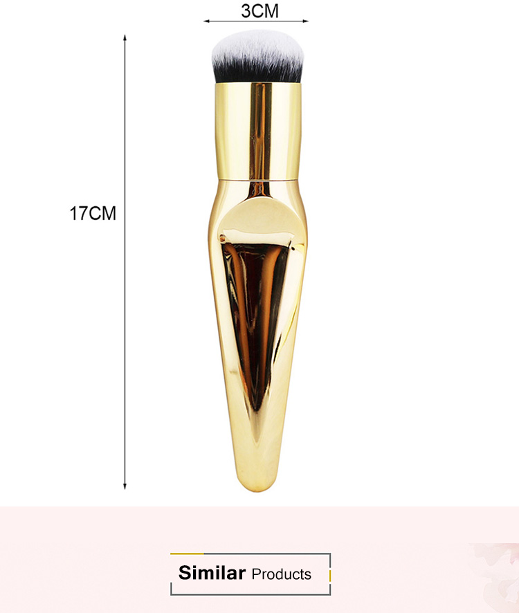Custom Big Single Flat Head Gold Silver Cosmetics Makeup Foundation Brush Factory Wholesale Shenzhen