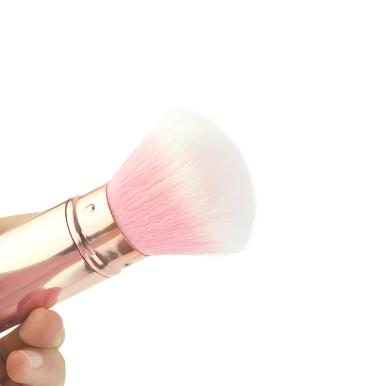 2019 New Rose Gold Aluminium Synthetic Retractable Kabuki Powder Brush For Makeup