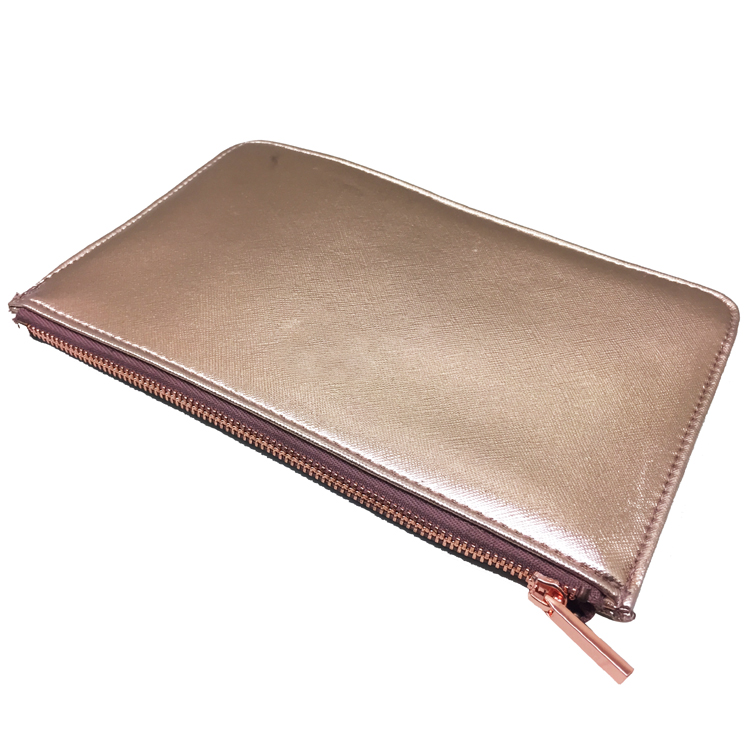 Rose Gold Make Up Pouch Cosmetic Bag PU Handbag Organizer Bag