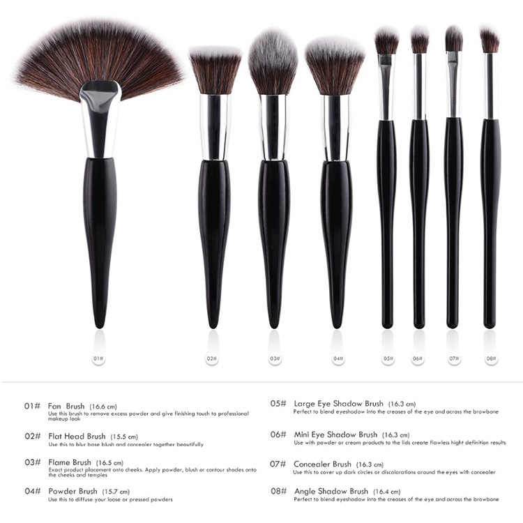 8 pcs make-up tools luxury taklon private label brush makeup set