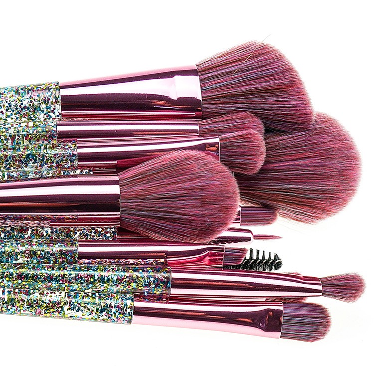 2019 best new design OEM glitter powder brush cosmetics makeup brushes set