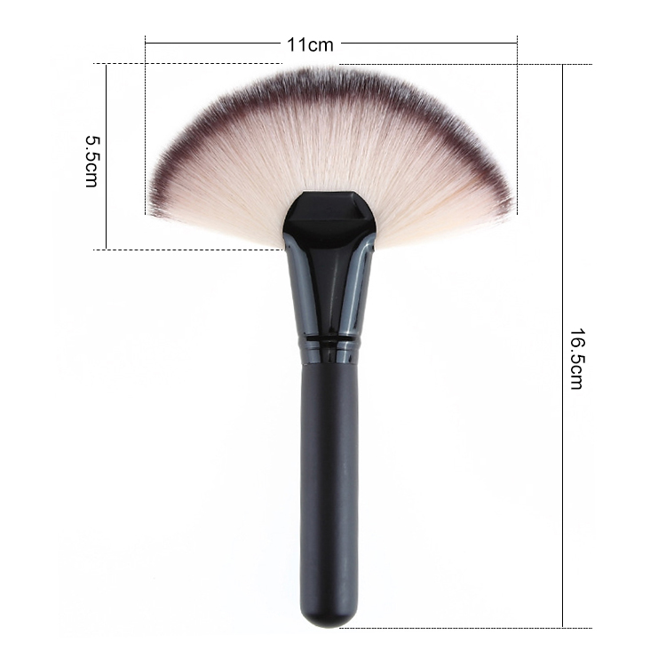 Cruelty Free Matt Black Wood Antibacterial Synthetic Fan Makeup Brushes