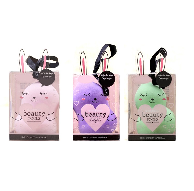 Latex-free Cute rabbit packaging for gift tools suitable Make up sponge holder