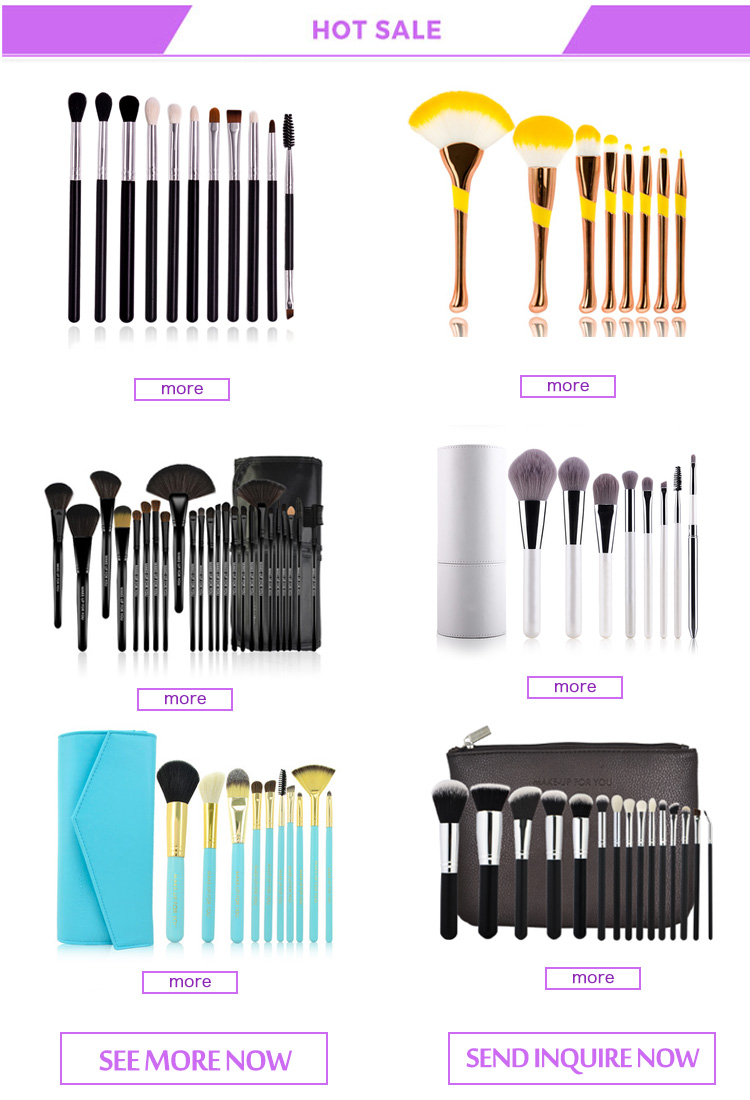 USA Quality Brand Supplier Wooden Handle Goat Fan Makeup Brushes