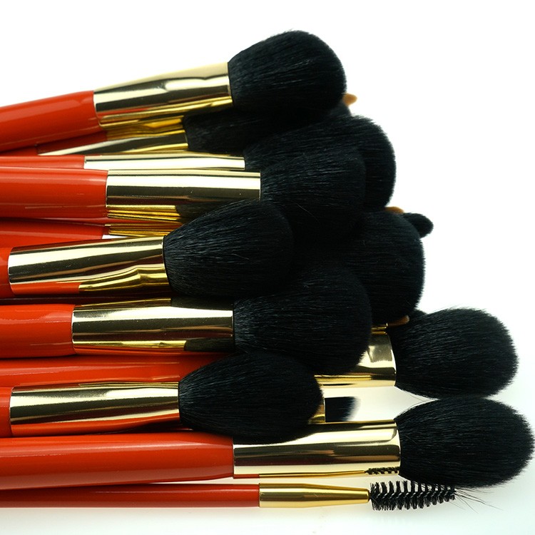 Shenzhen Factory Price Custom High Quality 32Pieces Orange Professional Makeup Brush Belt Set