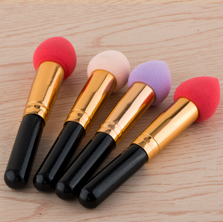 Beauty Applicator Makeup Sponge head with Wood handle and Aluminum ferrule Your Own Brand